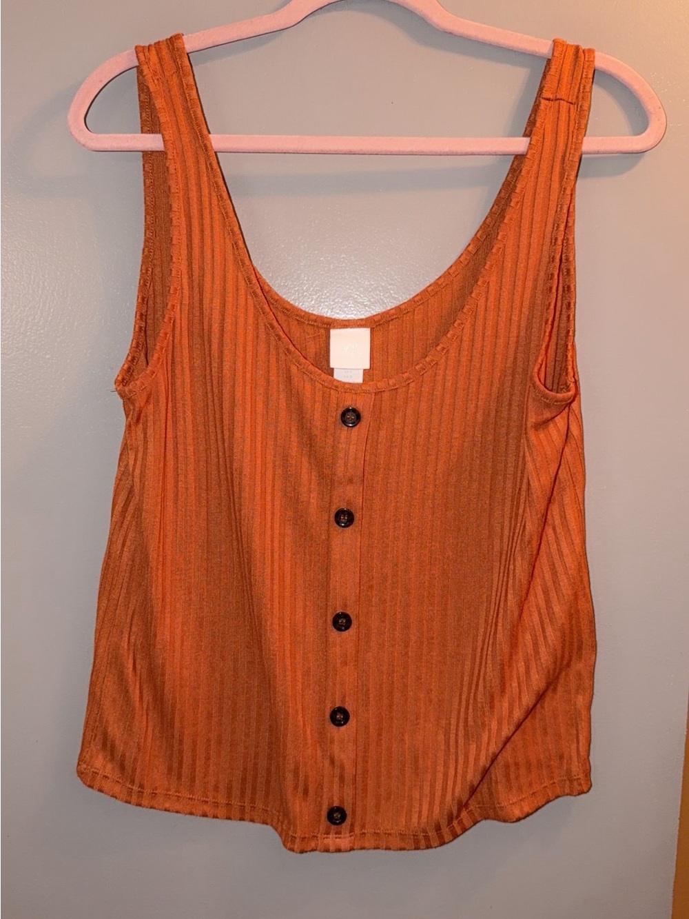 H&M Rust Ribbed Button-Front Crop Tank - Picture 3 of 3